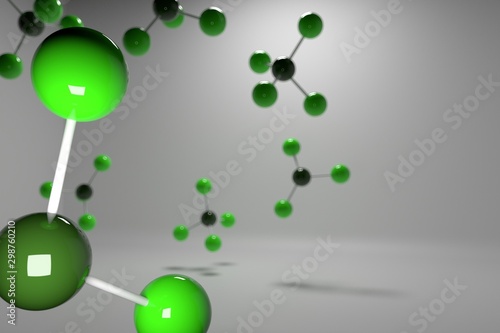 Fototapeta Naklejka Na Ścianę i Meble -  3D rendering of a molecule containing atoms and bonds