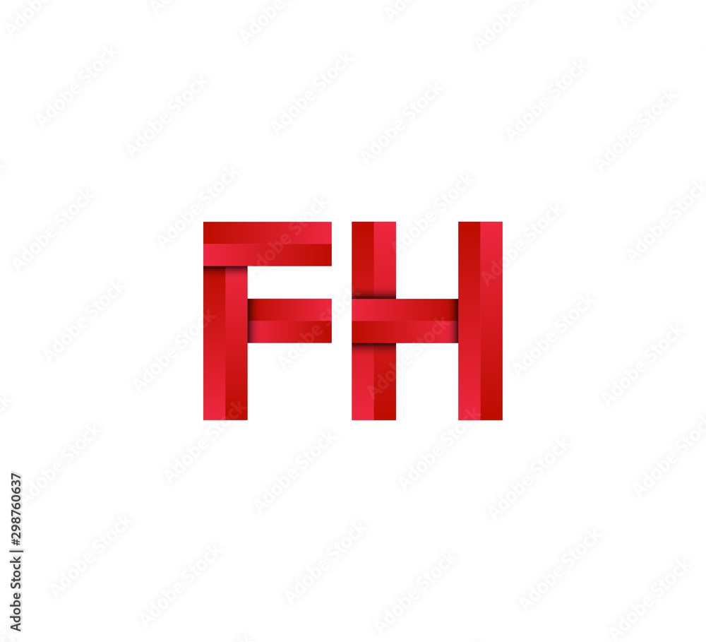 Obraz premium Initial two letter red 3D logo vector FH
