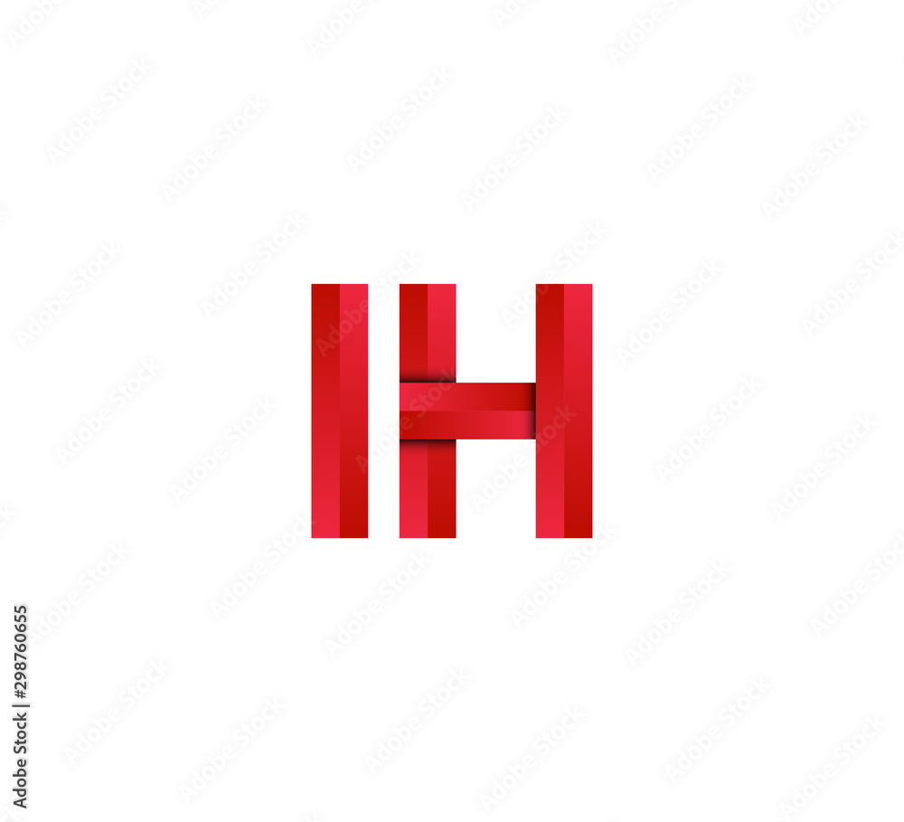 Initial two letter red 3D logo vector IH Initial two letter red 3D logo vector IH