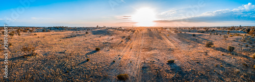 Sunrise over Australian desert - wide aerial panoramic landscape © Greg Brave
