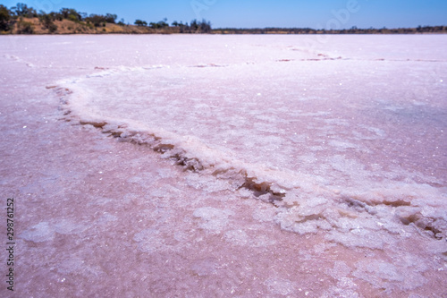 Extreme closeup of salt build-up on lake surface in Australian desert photo