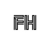 Initial two letter black line shape logo vector FH