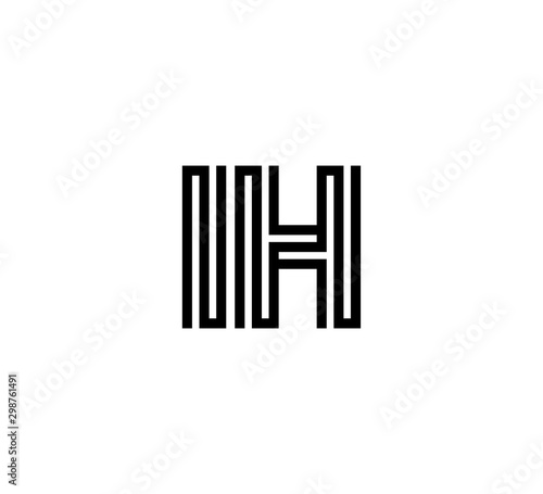 Initial two letter black line shape logo vector IH