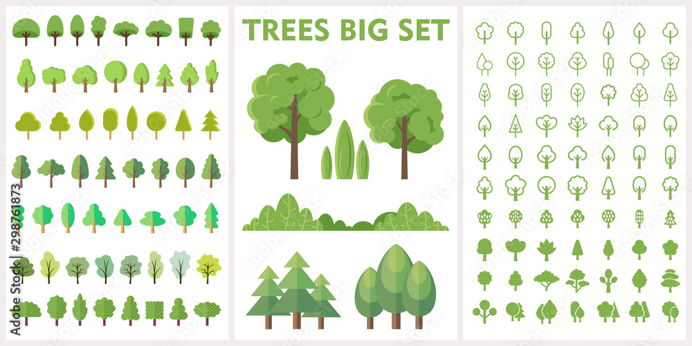 Naklejka Zestaw drzew leśnych i parkowych do projektowania przyrody