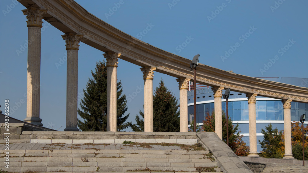 Fototapeta premium Colonnade building in downtown. Antique style.