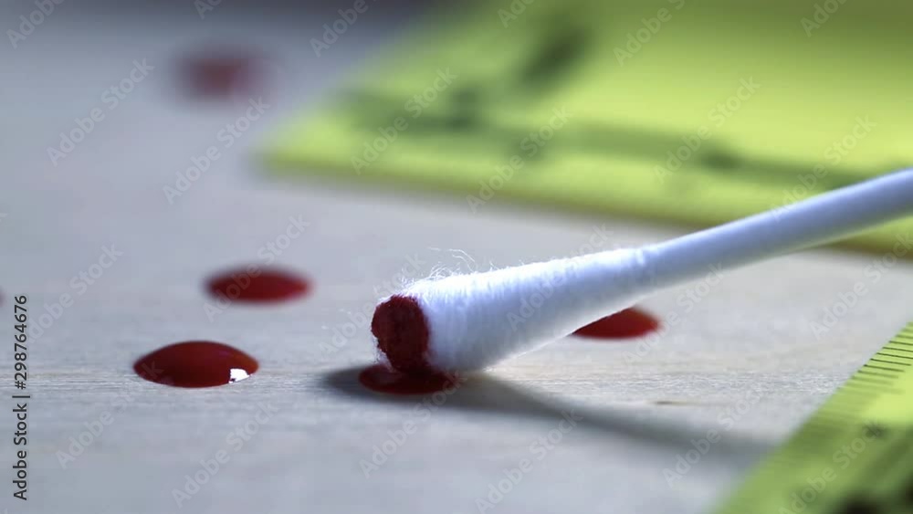 Vidéo Stock Macro shot of forensic csi police officer collecting blood ...