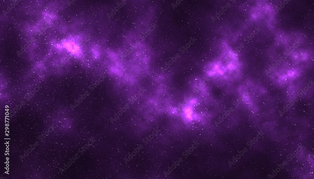 Space nebula clouds with stars aurora purple bright