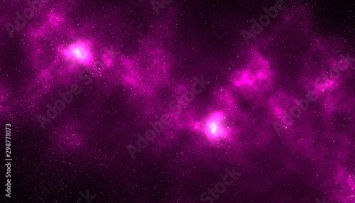 Space nebula clouds with stars aurora pink bright galaxy