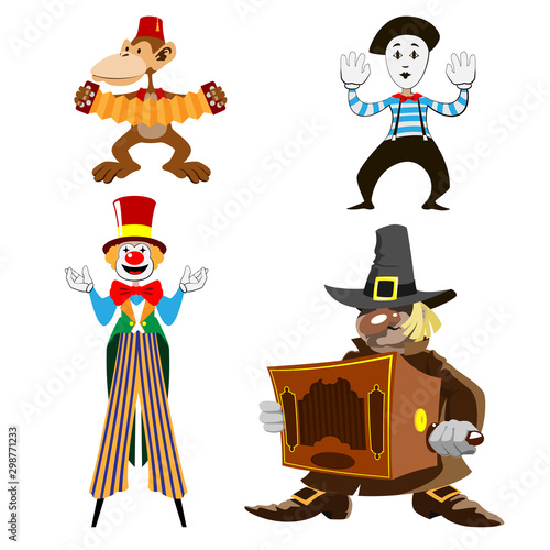 Set of cartoon characters. Circus Performers. Illustration, Vector.