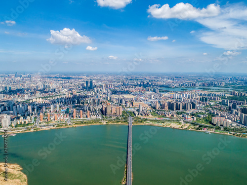 Aerial view of the big city landscape, China Changsha 