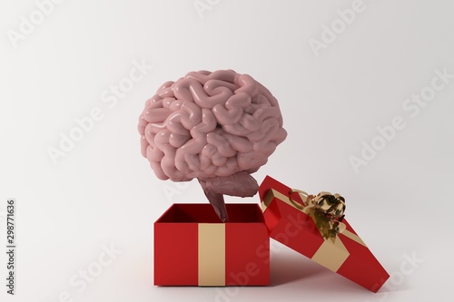 Giving the brain a valuable gift.3d rendering. Illustration photo