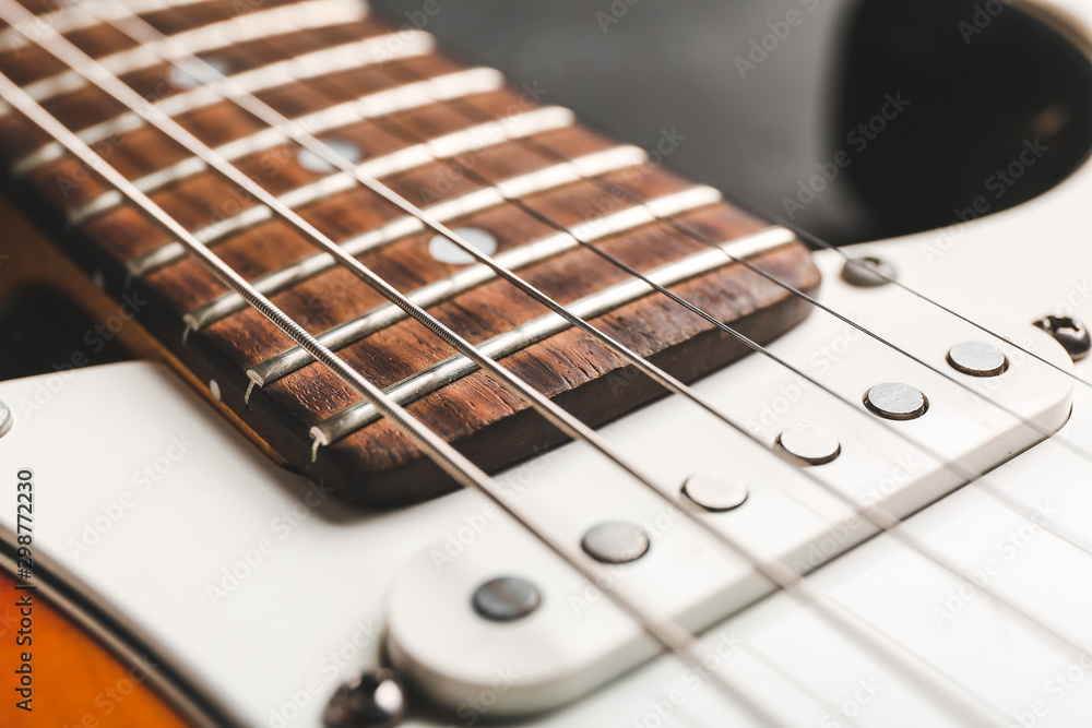 Fototapeta premium Modern bass guitar, closeup view