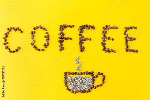 Coffee beans spelling "COFF...