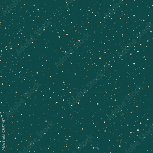 Abstract hipster Christmas fashion design print seamless pattern - starry / snowy night, gold dots on green background