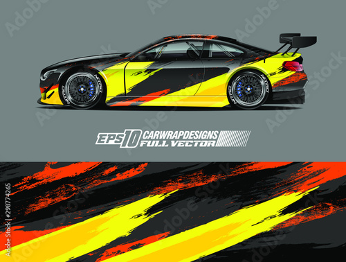 Car wrap decal designs. Abstract racing and sport background for racing livery or daily use car vinyl sticker. Vector eps 10.