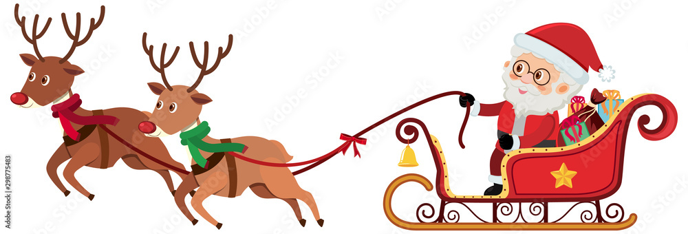 Fototapeta Santa Claus riding on red sleigh