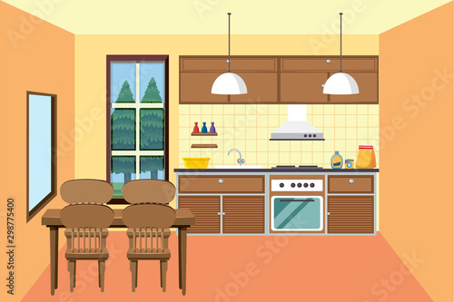 Kitchen with small dining area