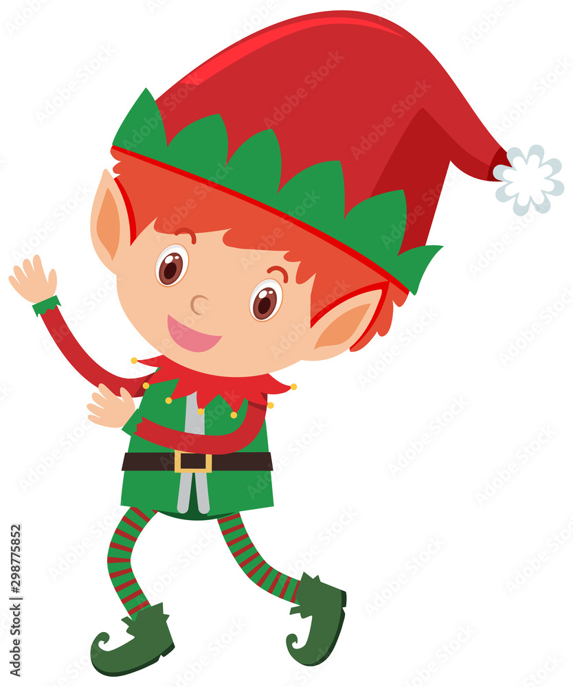 Single character of christmas elf on white background Single character of christmas elf on white background