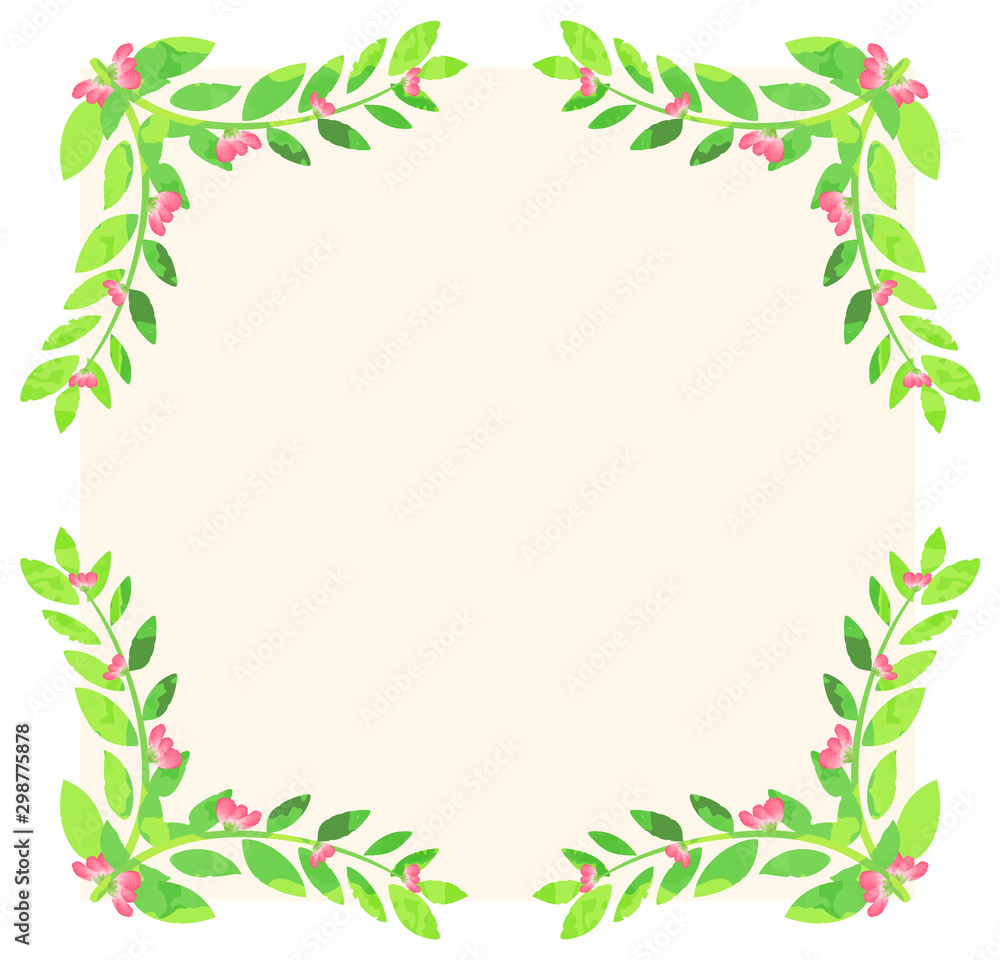 Frame design with flowers and leaves