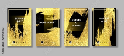 Black grunge on gold foil