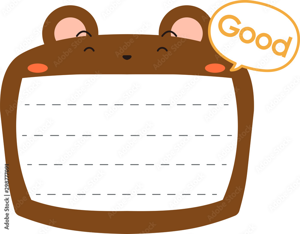 Fototapeta premium Cute brown Bear noteboard