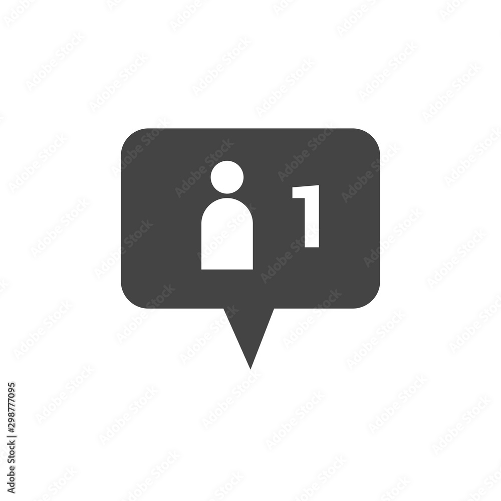 New Follower notification icon vector isolated on white background New Follower notification icon vector isolated on white background