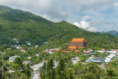 Chinese temple Po Lin Monastery in Lantau island, Hong Kong photo