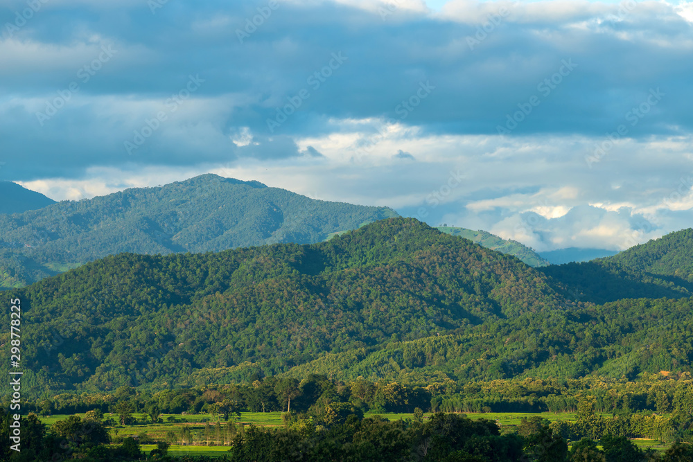 Beautiful summer landscape in the mountains with the sunset Beautiful summer landscape in the mountains with the sunset