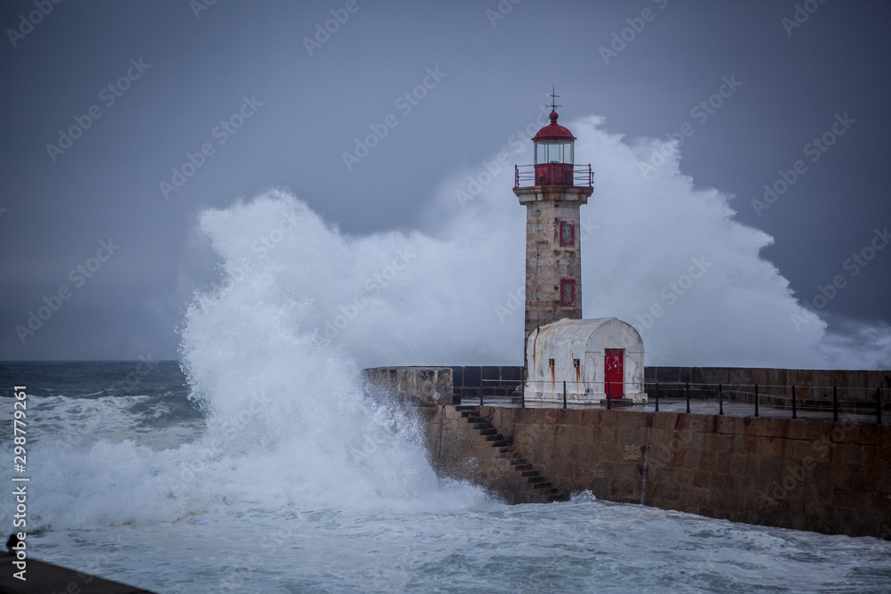 lighthouse, storm