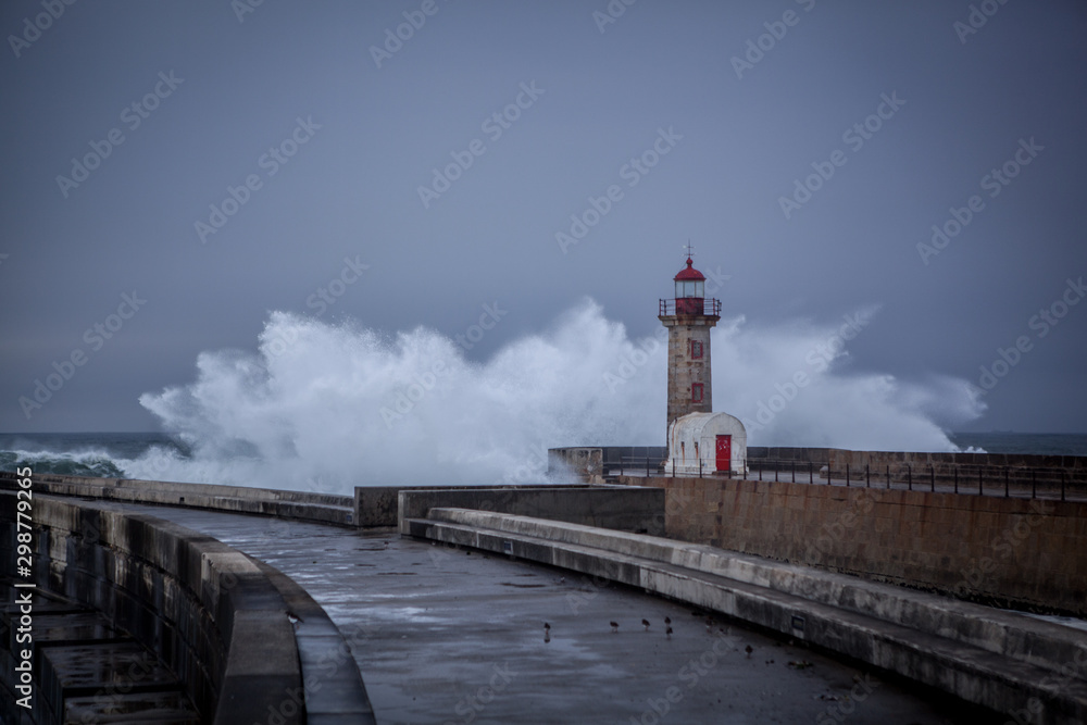 lighthouse, storm