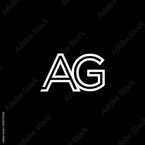 AG Monogram Initial Capital Letter Design Modern Template
