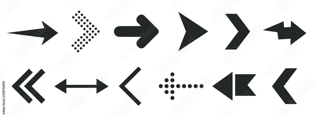 Black arrow icons for web design isolated on white. Vector illustration Black arrow icons for web design isolated on white. Vector illustration