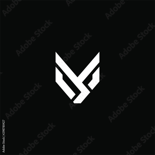 Initial letter YS or SY logo template with modern fox head line art symbol in flat design monogram illustration