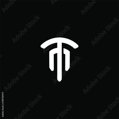 Initial letter T M logo template with modern geometric fork flat design illustration