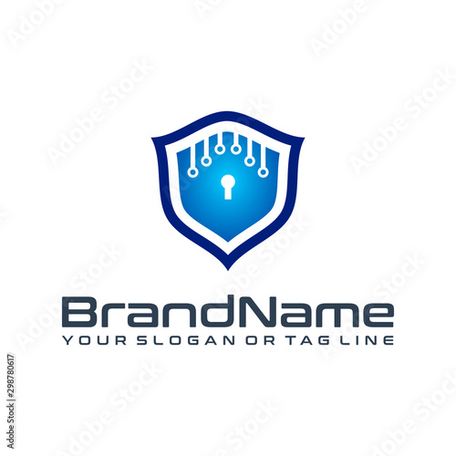 technology security design logo modern vector template