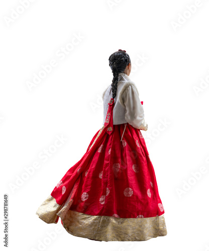 Photography Korean girl in Korean tradition dress walking action