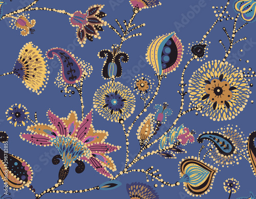 Obraz na płótnie Seamless floral background paisley for textiles, wallpaper