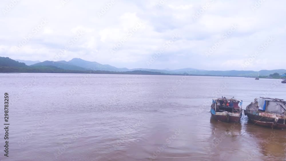 sand Sea after rain and mountains in Mumbai, Maharashtra, India -November 28, 2019 sand Sea after rain and mountains in Mumbai, Maharashtra, India -November 28, 2019