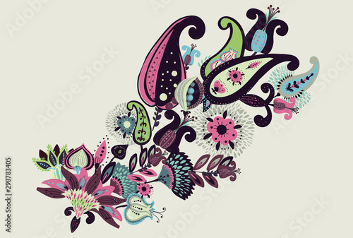 A modern version of the traditional paisley pattern. Individual elements of the pattern