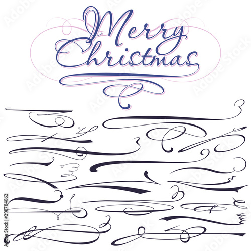 vector set of calligraphic elements for design inscriptions in retro style