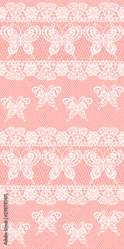 リアルな蝶レース編みボーダー柄