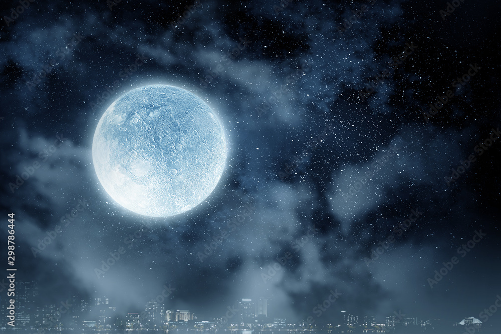 Full moon background . Mixed media - obrazy, fototapety, plakaty 