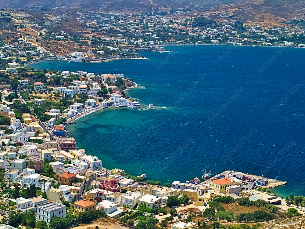 View to Agia Marina town in Leros island, Dodecanese, Greece.
