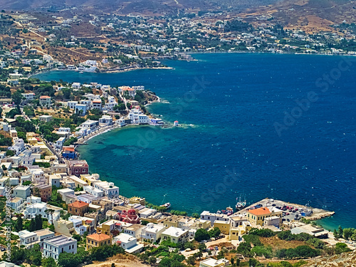 View to Agia Marina town in Leros island, Dodecanese, Greece.