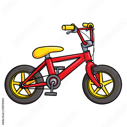 Illustration of cute cartoon bicycle.