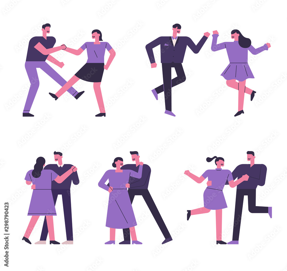 Couple character set dancing variously.