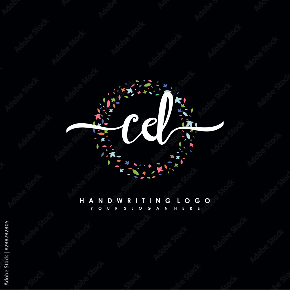 CD initials handwritten logo with flower templates surround the letters. initial wedding template vector
