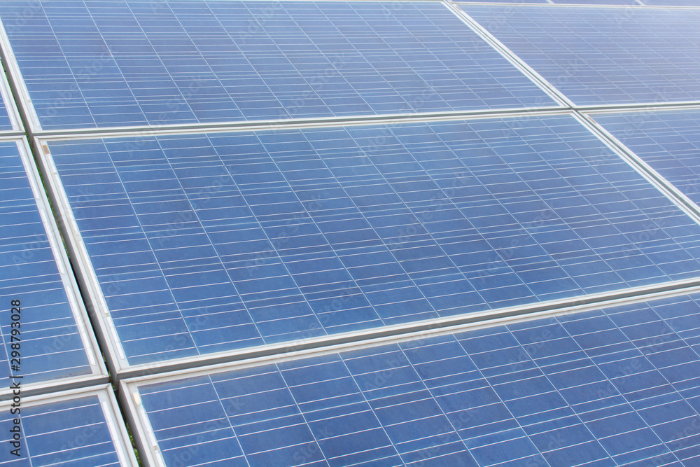 Large number of solar cell panels on white clouds and sky background, Large number of solar cell panels on white clouds and sky background,