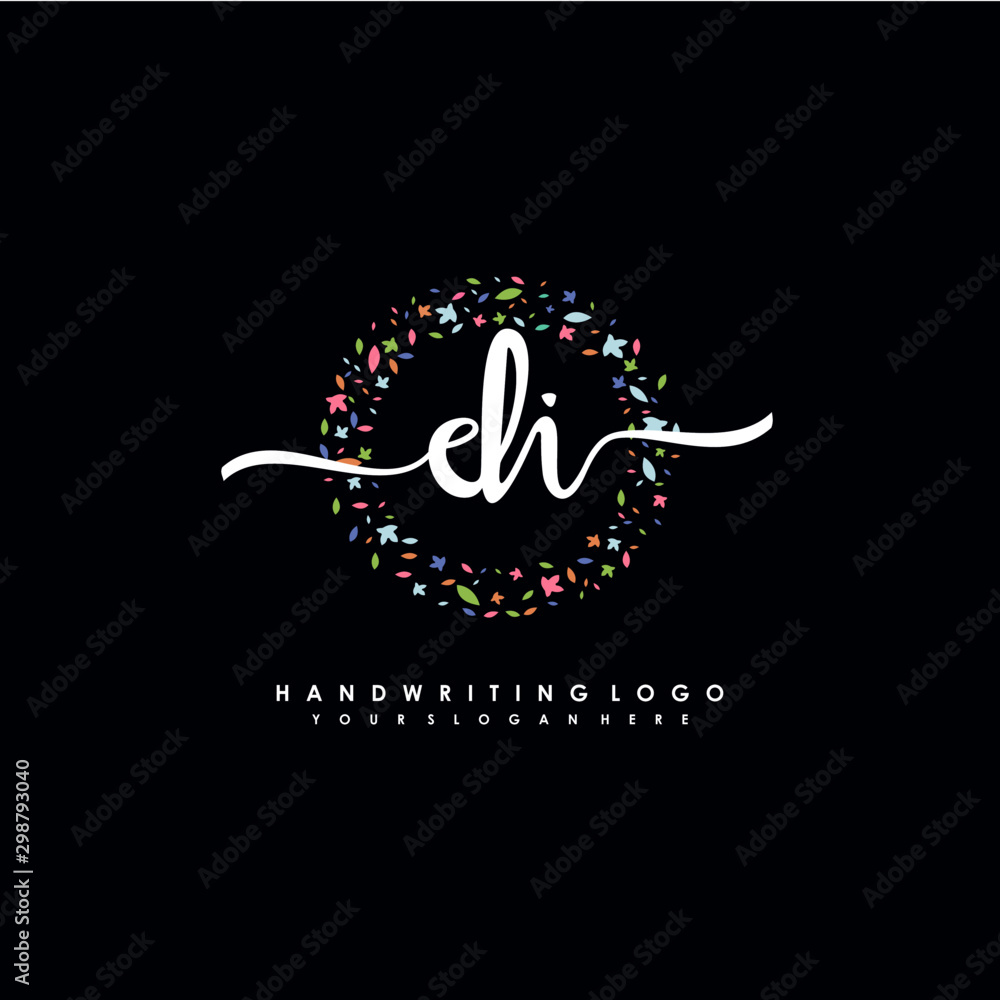 DI initials handwritten logo with flower templates surround the letters. initial wedding template vector DI initials handwritten logo with flower templates surround the letters. initial wedding template vector