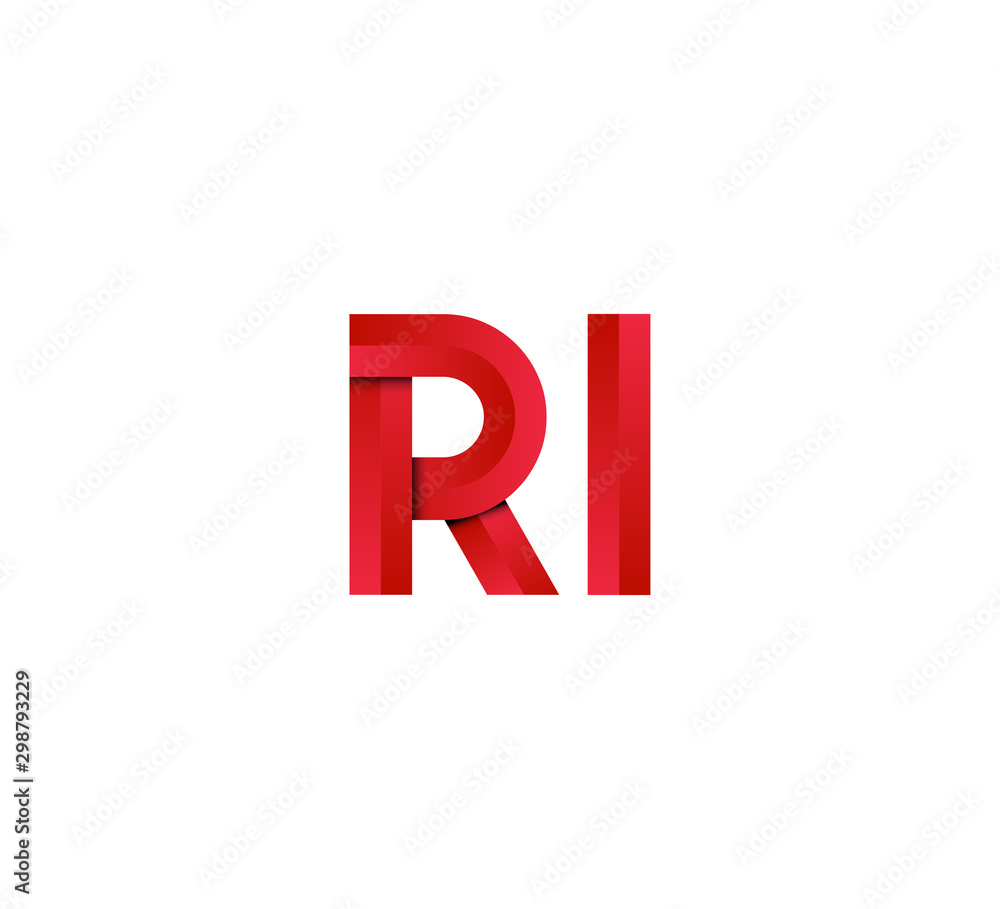 Initial two letter red 3D logo vector RI Initial two letter red 3D logo vector RI